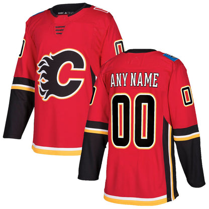 Custom C.Flames Authentic Jersey Red Stitched American Hockey Jerseys - Main View