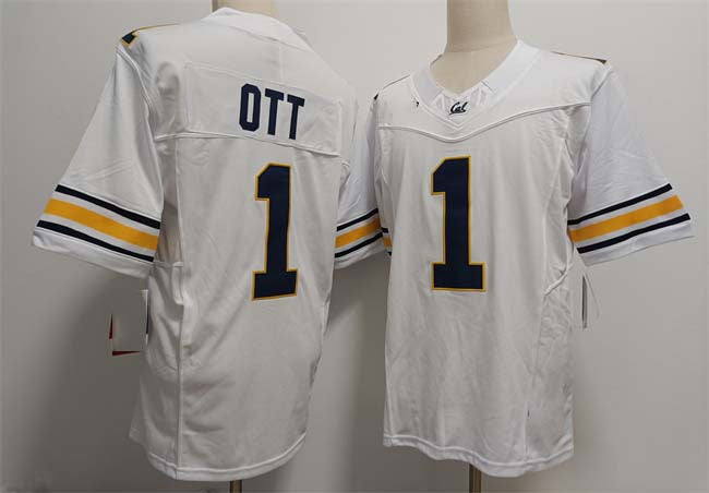 C.Golden Bears #1 Jaydn Ott White F.U.S.E. Stitched Football American College Jerseys - Main View