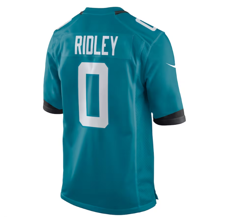 J.Jaguars #0 Calvin Ridley Game Player Jersey - Teal Stitched American Football Jerseys - Main View