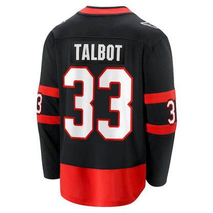 O.Senators #33 Cam Talbot  Fanatics Branded Home Breakaway Player Jersey Black Stitched American Hockey Jerseys - Main View