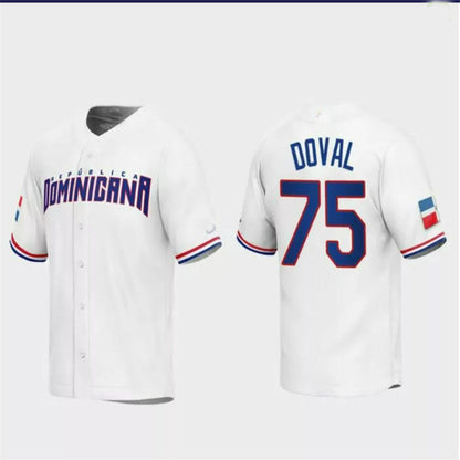 #75 Camilo Doval Dominican Republic Baseball 2023 World Baseball Classic Replica Jersey - White Stitches Baseball Jerseys