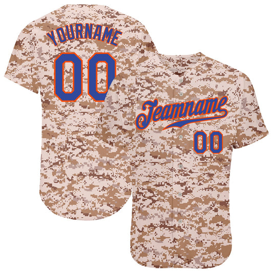 Custom Camo Royal-Orange Authentic Salute To Service Baseball Jersey - Main View