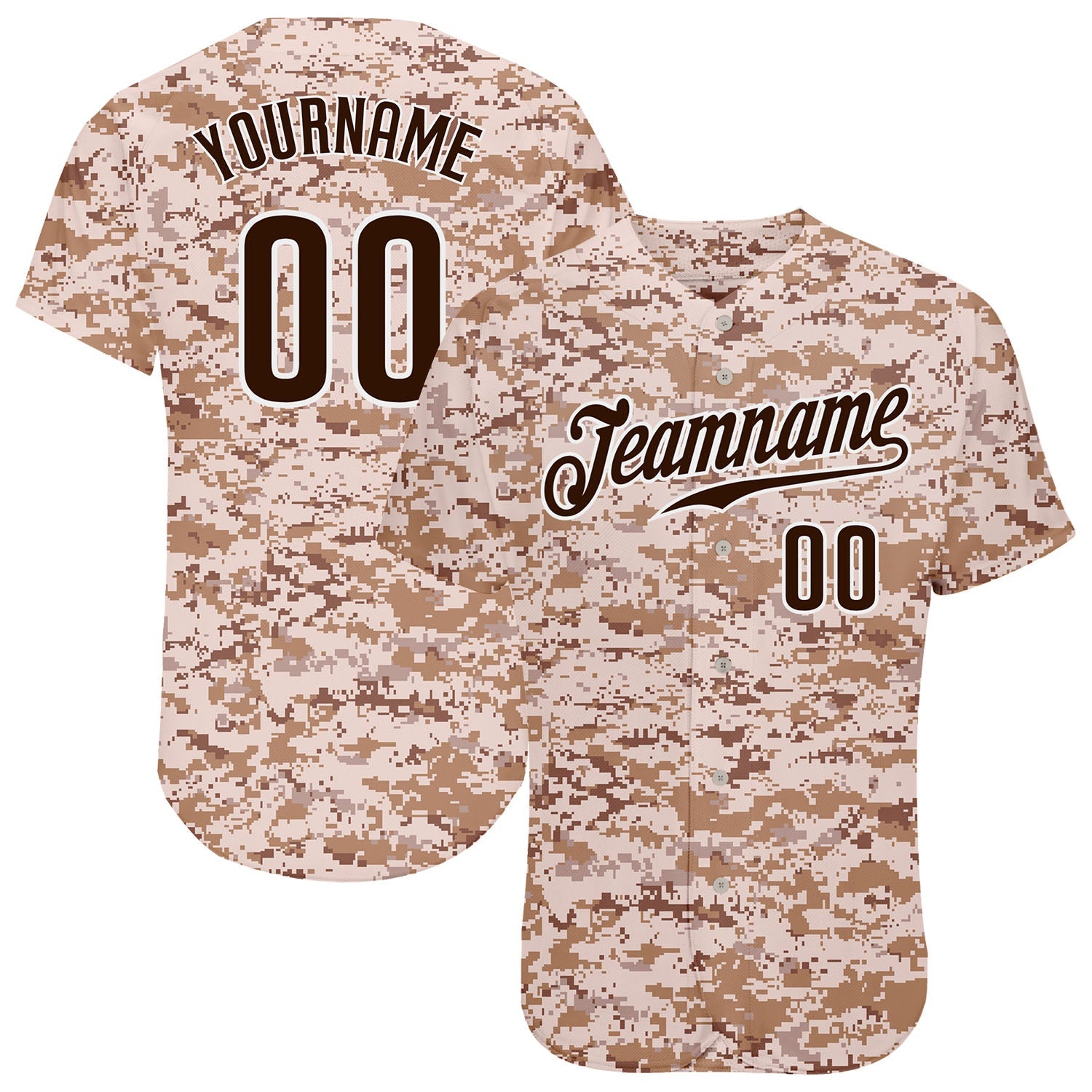 Custom Camo Brown-White Authentic Salute To Service Baseball Jersey - Main View