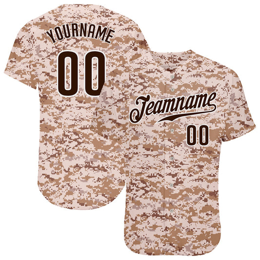 Custom Camo Brown-White Authentic Salute To Service Baseball Jersey - Main View