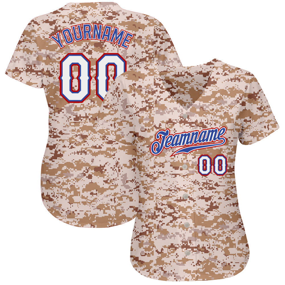 Custom Camo White-Royal Authentic Salute To Service Baseball Jersey view 2
