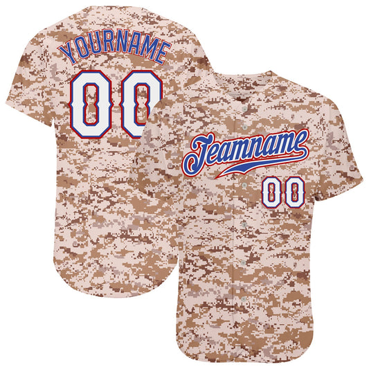Custom Camo White-Royal Authentic Salute To Service Baseball Jersey - Main View