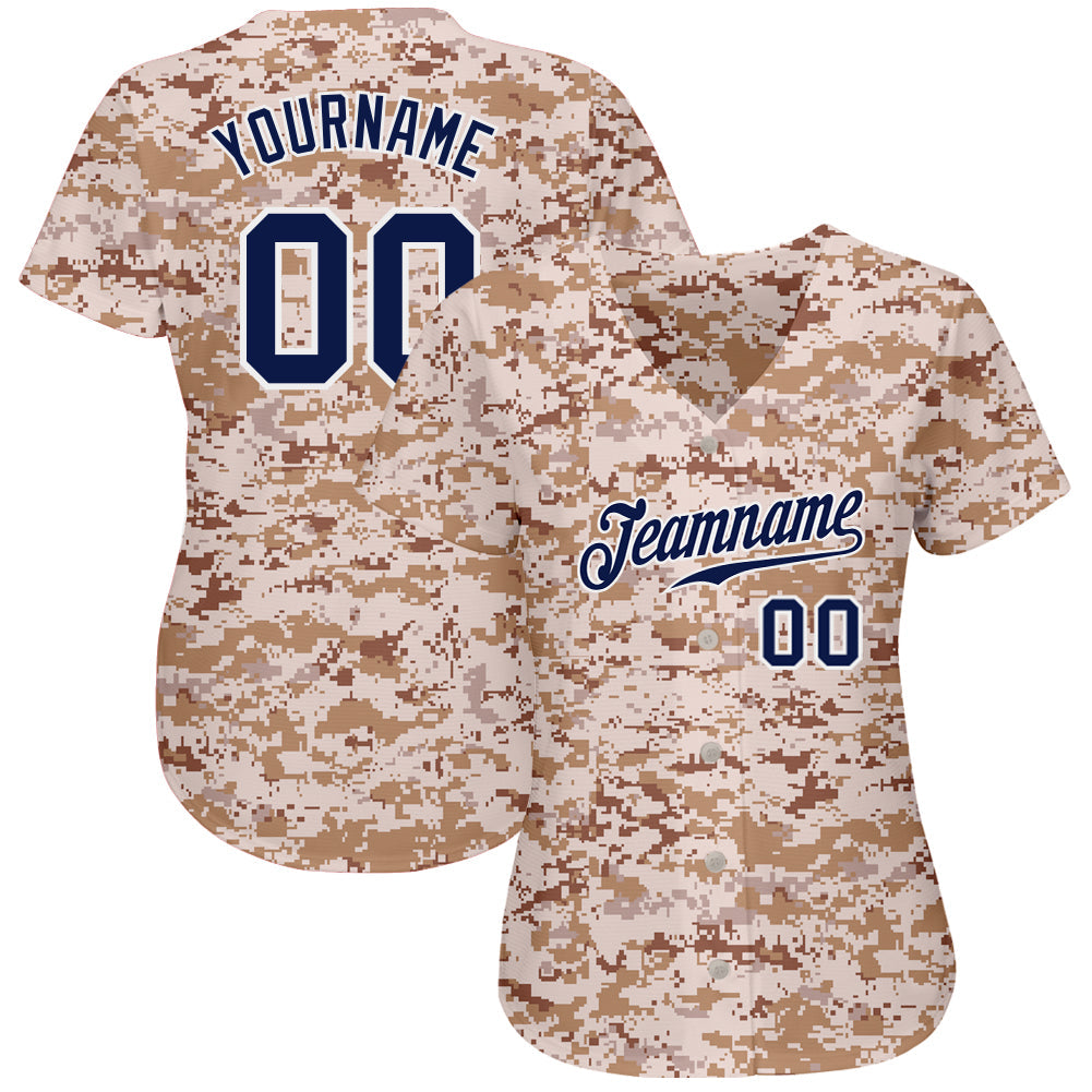 Custom Camo Navy-White Authentic Salute To Service Baseball Jersey view 2