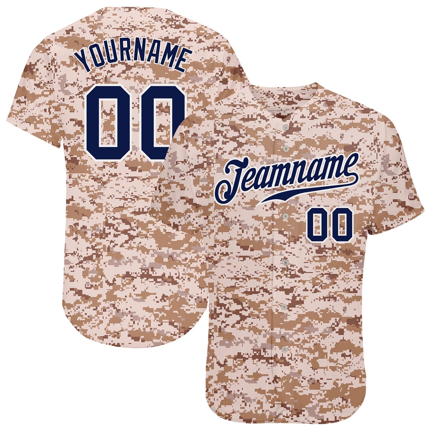 Custom Camo Navy-White Authentic Salute To Service Baseball Jersey - Main View