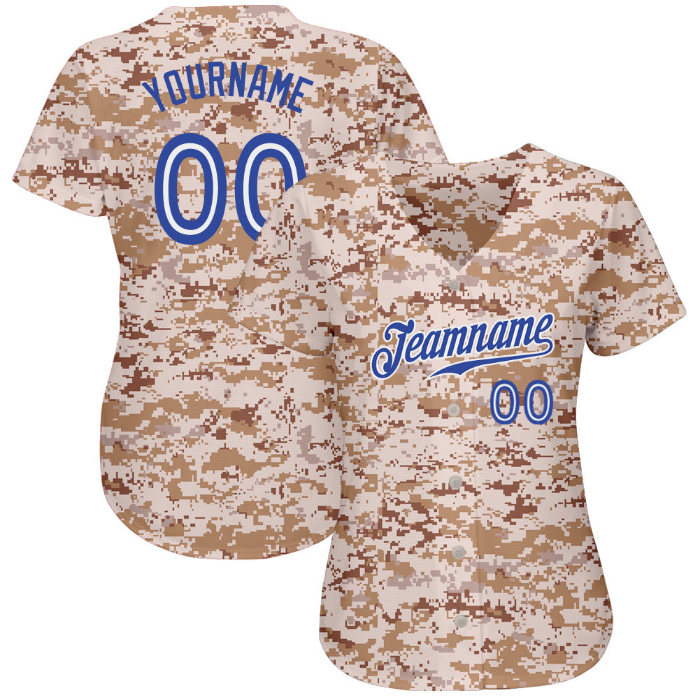 Custom Camo Royal-White Authentic Salute To Service Baseball Jersey view 2