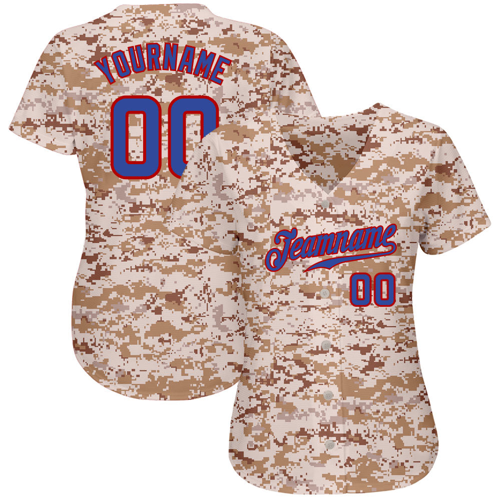 Custom Camo Royal-Red Authentic Salute To Service Baseball Jersey view 2