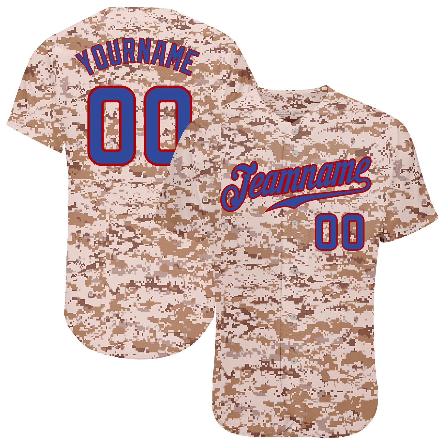 Custom Camo Royal-Red Authentic Salute To Service Baseball Jersey - Main View