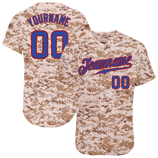 Custom Camo Royal-Red Authentic Salute To Service Baseball Jersey - Main View