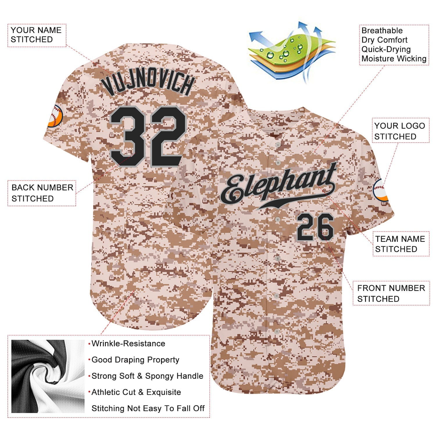 Custom Camo Black-Gray Authentic Salute To Service Baseball Jersey view 3