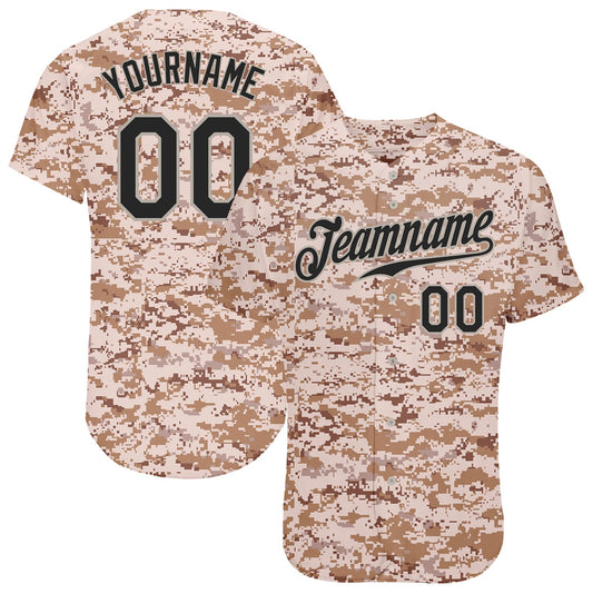 Custom Camo Black-Gray Authentic Salute To Service Baseball Jersey - Main View