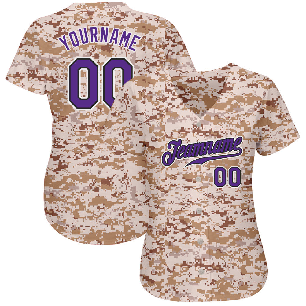 Custom Camo Purple-Black Authentic Salute To Service Baseball Jersey view 2