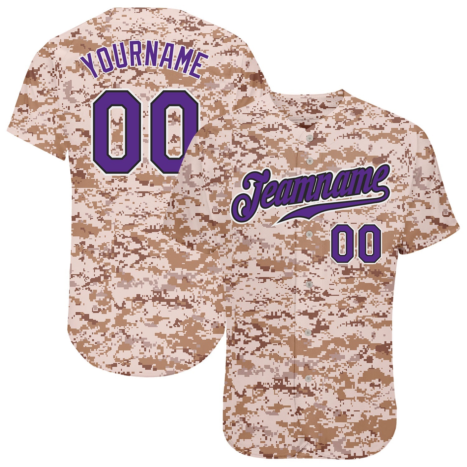 Custom Camo Purple-Black Authentic Salute To Service Baseball Jersey - Main View