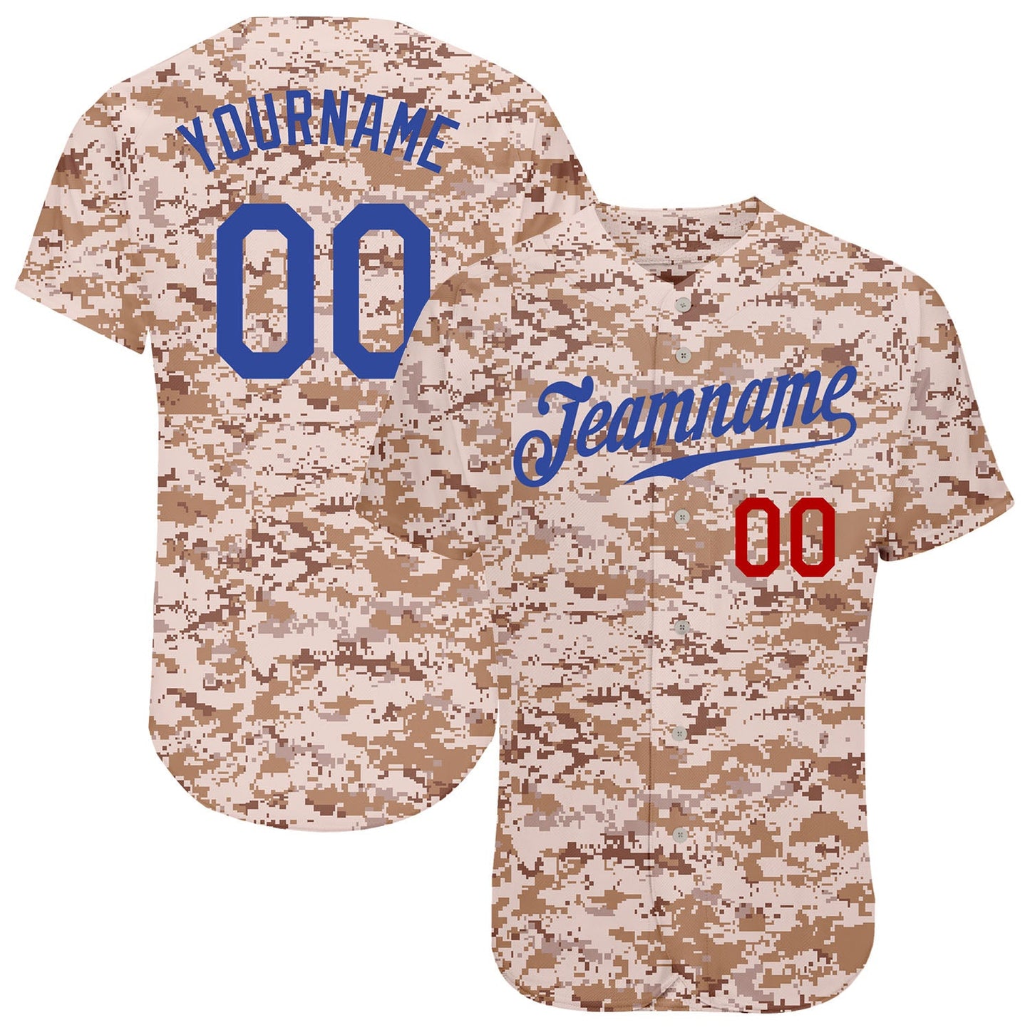 Custom Camo Royal-Red Authentic Salute To Service Baseball Jersey - Main View