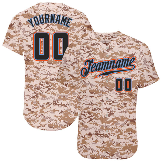 Custom Camo Black-Powder Blue Authentic Salute To Service Baseball Jersey - Main View