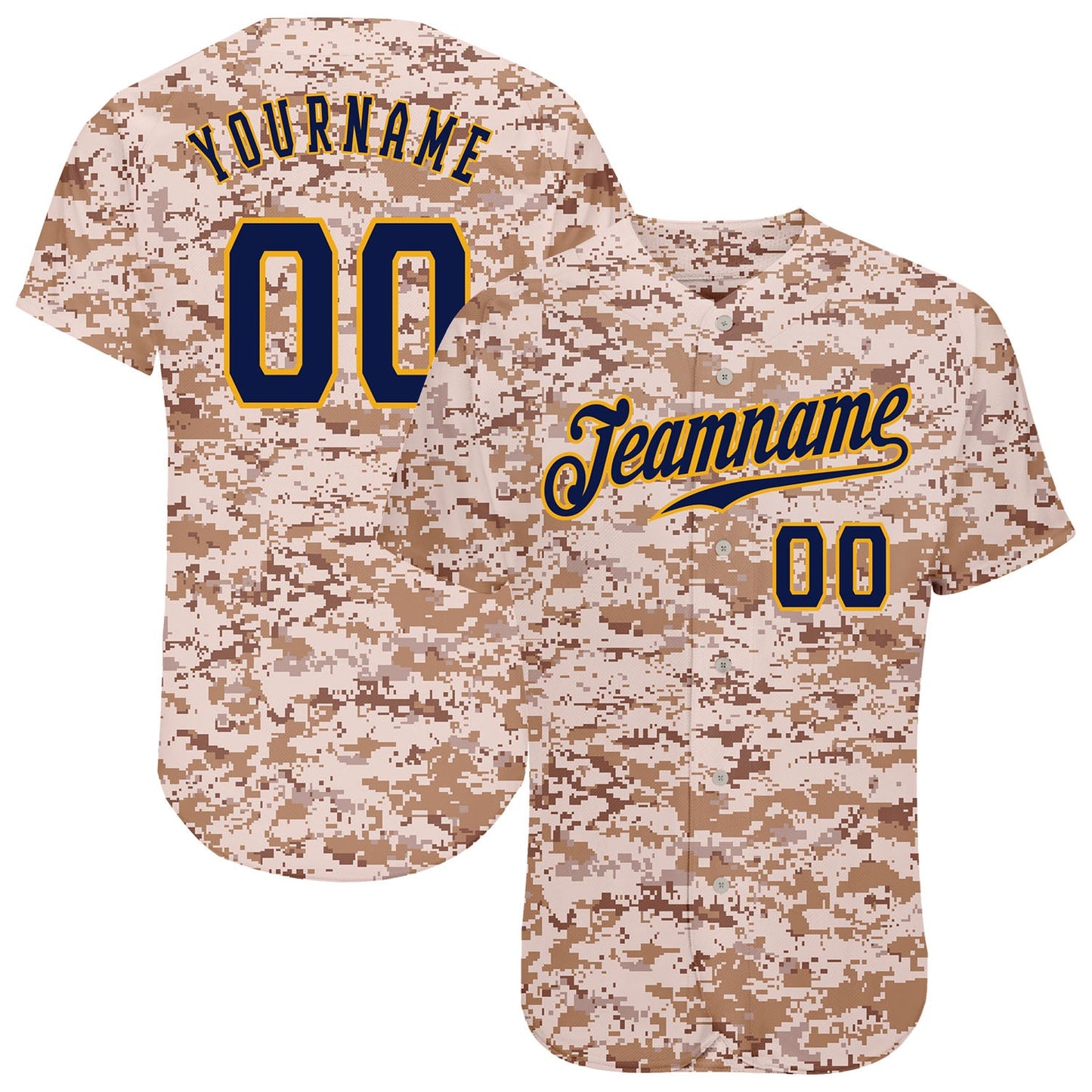 Custom Camo Navy-Gold Authentic Salute To Service Baseball Jersey - Main View