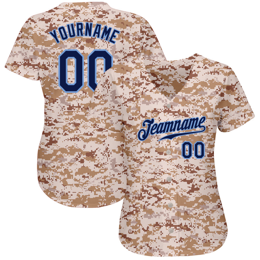 Custom Camo Navy-Powder Blue Authentic Salute To Service Baseball Jersey view 2