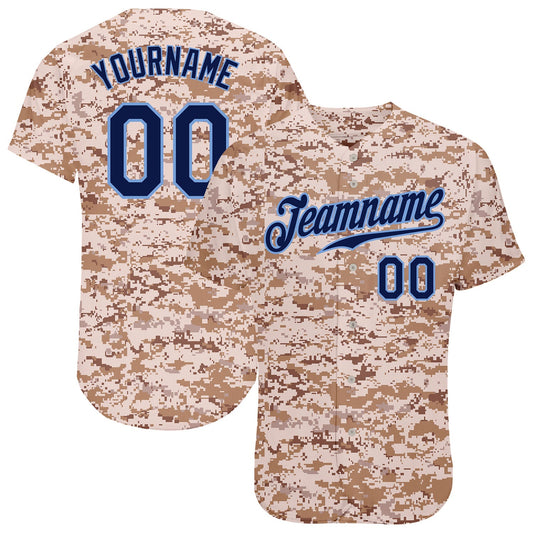Custom Camo Navy-Powder Blue Authentic Salute To Service Baseball Jersey - Main View