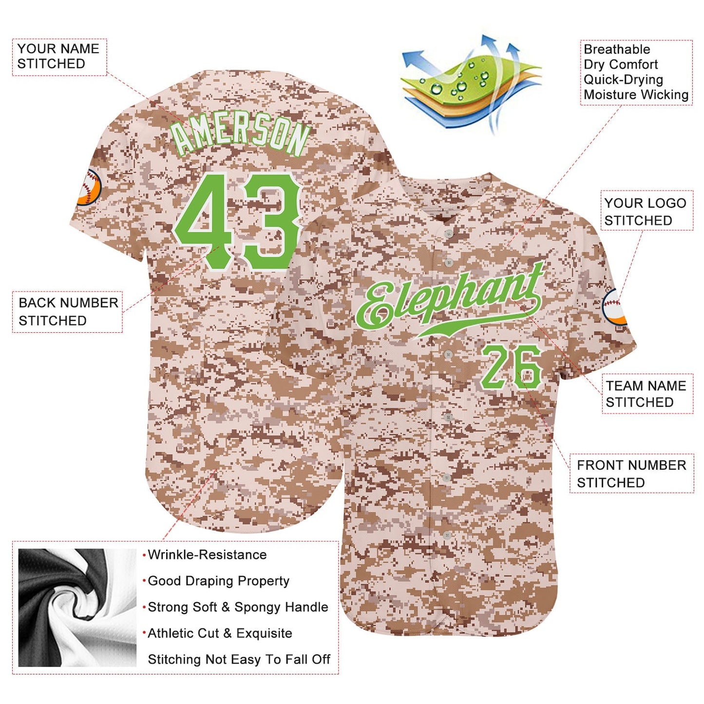 Custom Camo Neon Green-White Authentic Salute To Service Baseball Jersey view 3