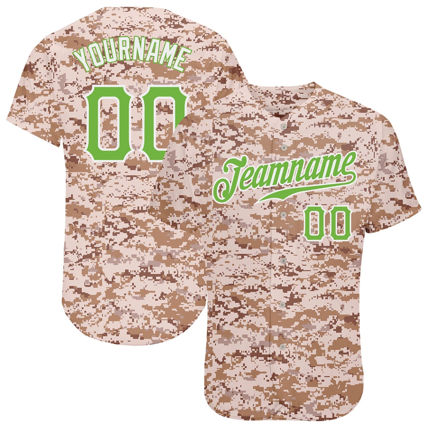 Custom Camo Neon Green-White Authentic Salute To Service Baseball Jersey - Main View