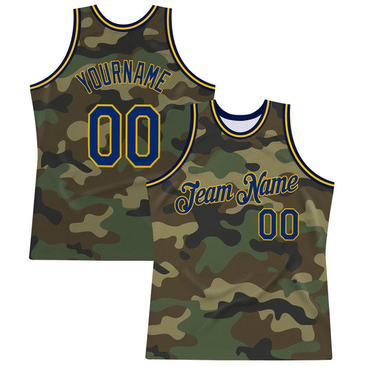 Custom Camo Royal-Gold Authentic Salute To Service Basketball Jersey - Main View