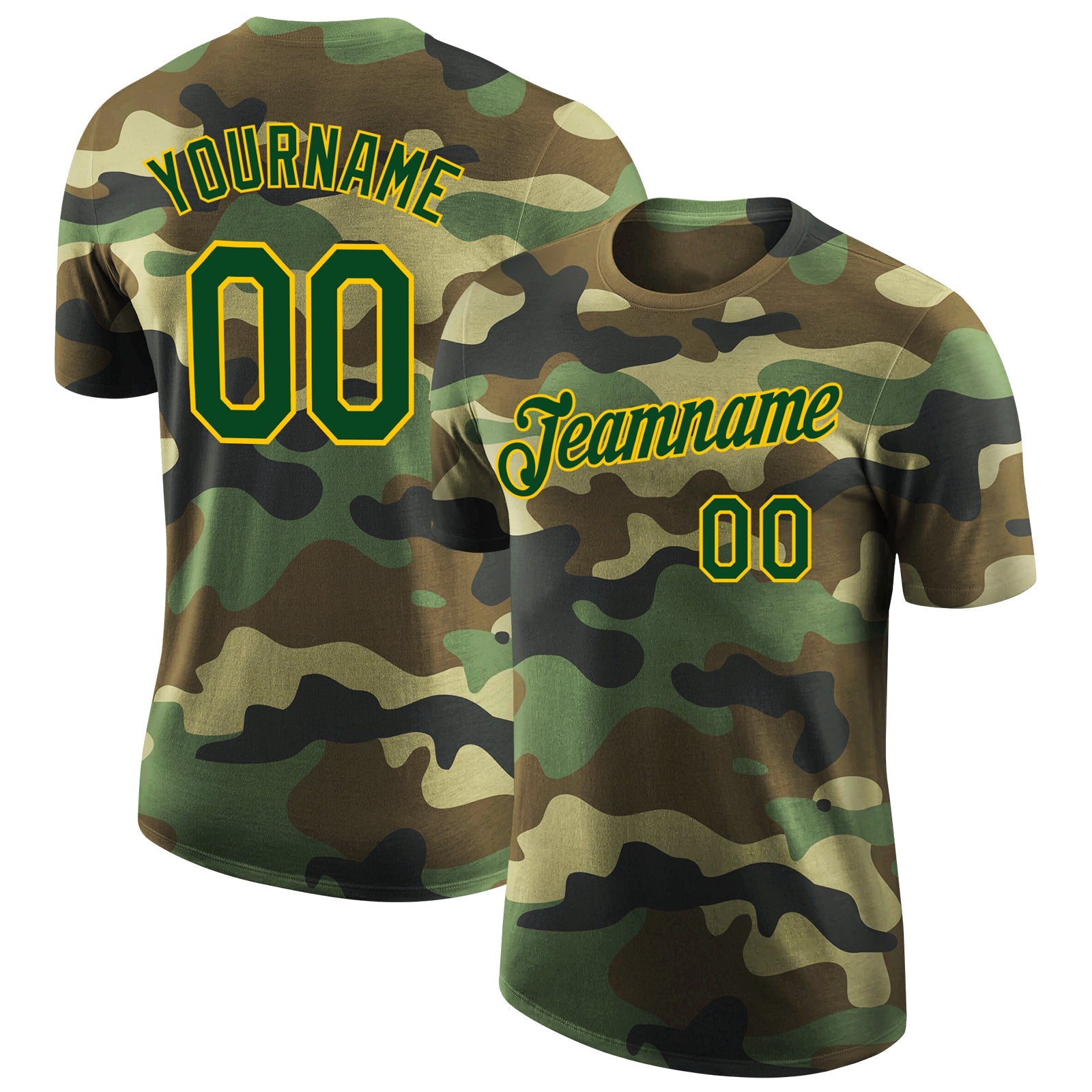 Custom Camo Green-Yellow Performance Salute To Service T-Shirt - Main View