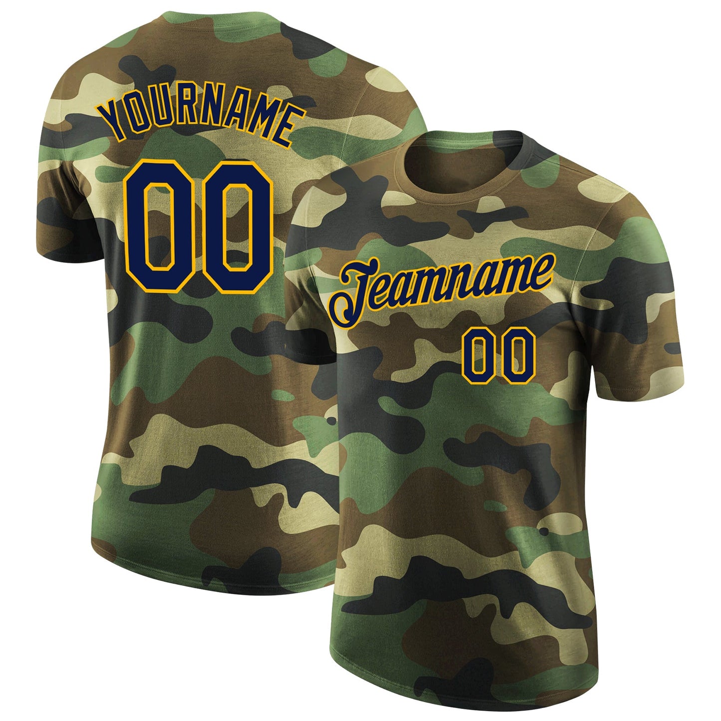 Custom Camo Navy-Gold Performance Salute To Service T-Shirt - Main View