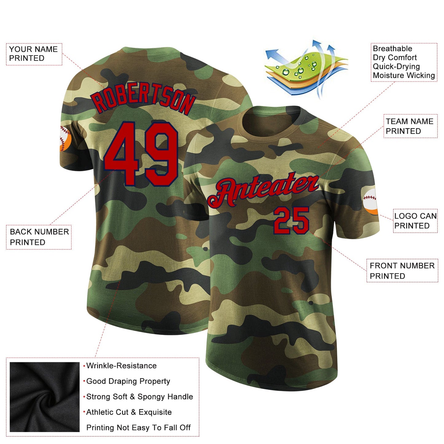 Custom Camo Red-Navy Performance Salute To Service T-Shirt view 2