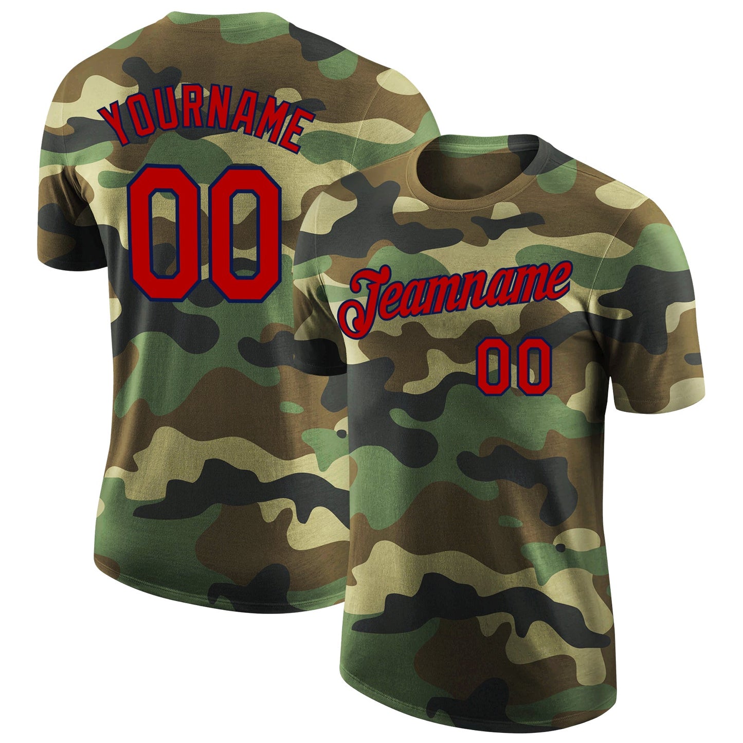 Custom Camo Red-Navy Performance Salute To Service T-Shirt - Main View
