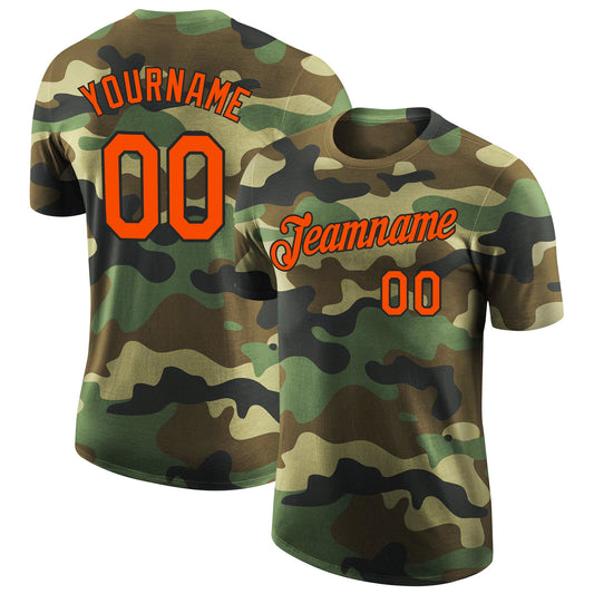 Custom Camo Orange-Black Performance Salute To Service T-Shirt - Main View