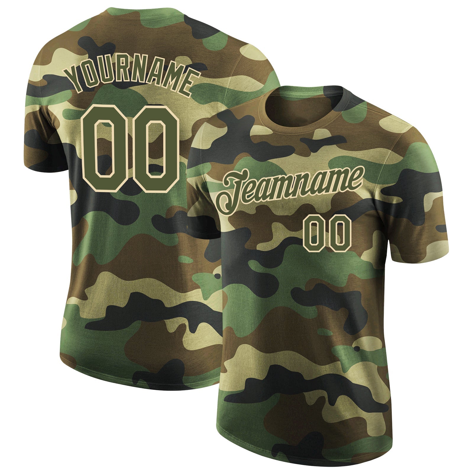 Custom Camo Olive-City Cream Performance Salute To Service T-Shirt - Main View