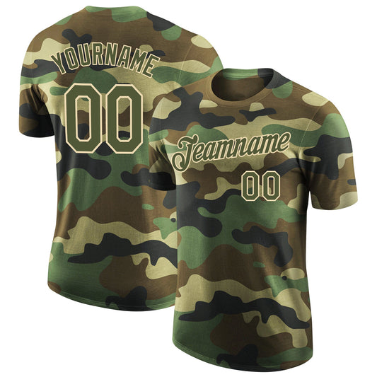 Custom Camo Olive-City Cream Performance Salute To Service T-Shirt - Main View