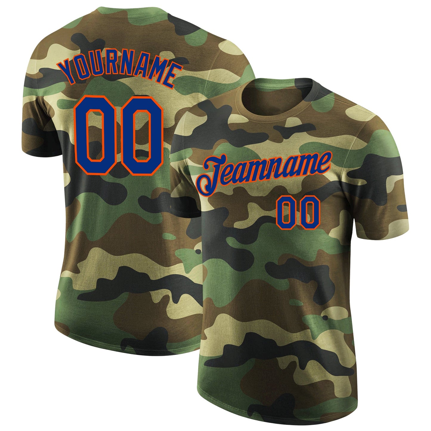 Custom Camo Royal-Orange Performance Salute To Service T-Shirt - Main View