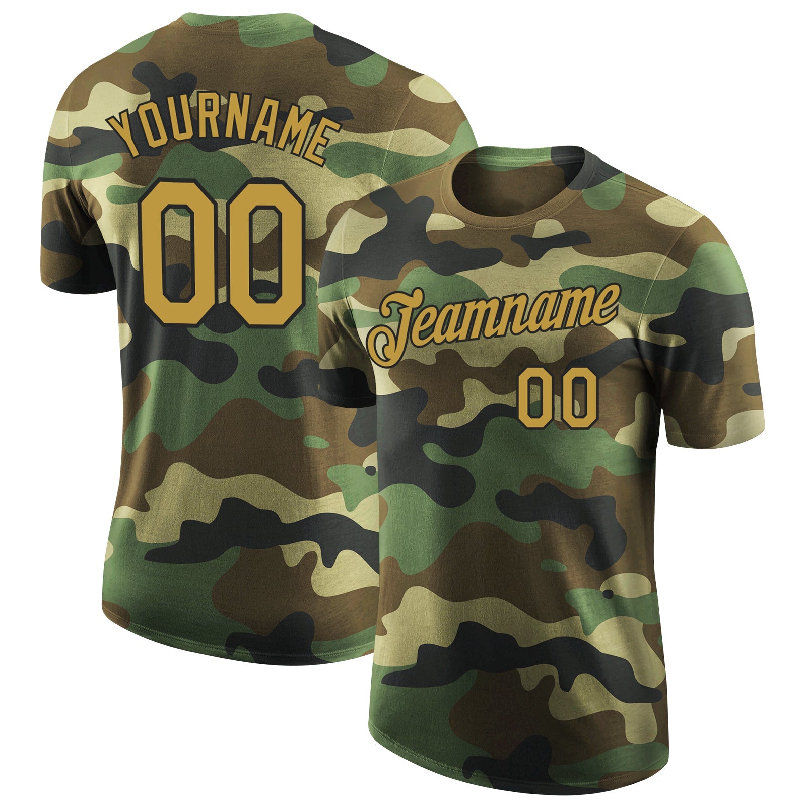 Custom Camo Old Gold-Black Performance Salute To Service T-Shirt - Main View