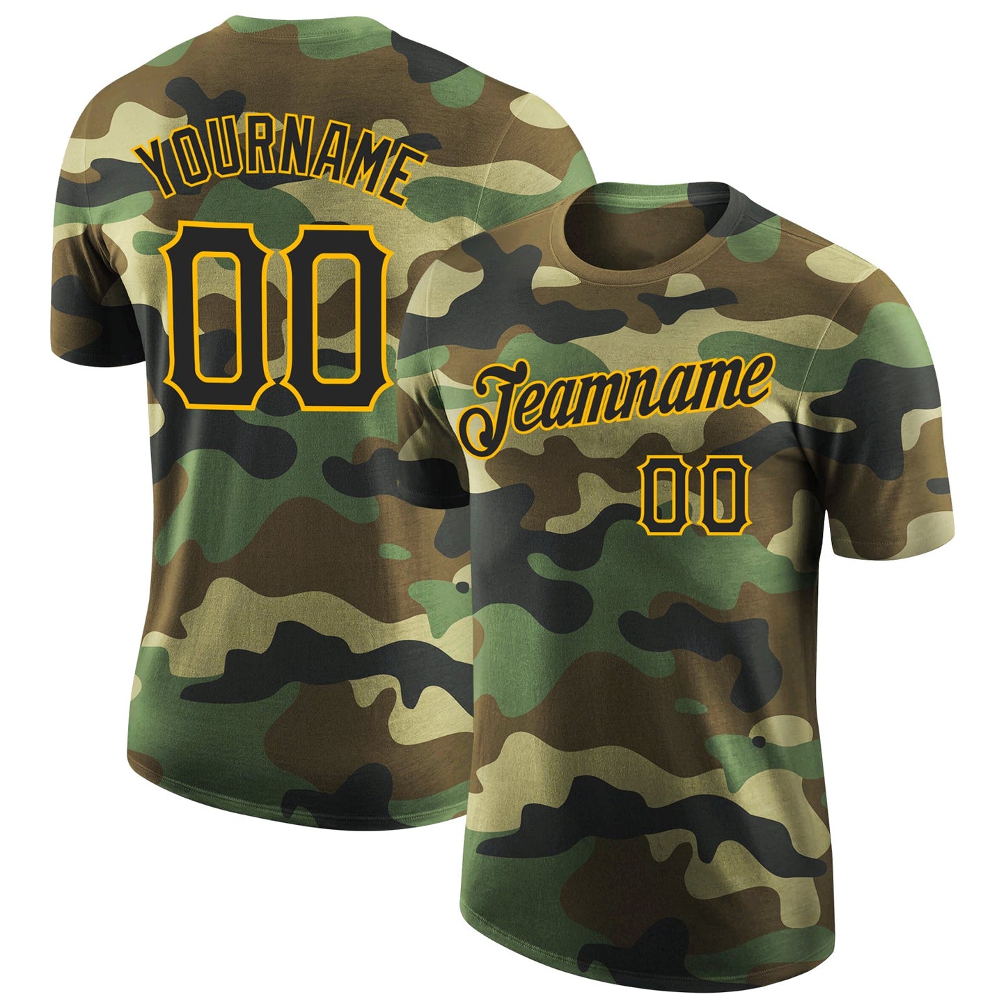 Custom Camo Black-Gold Performance Salute To Service T-Shirt - Main View