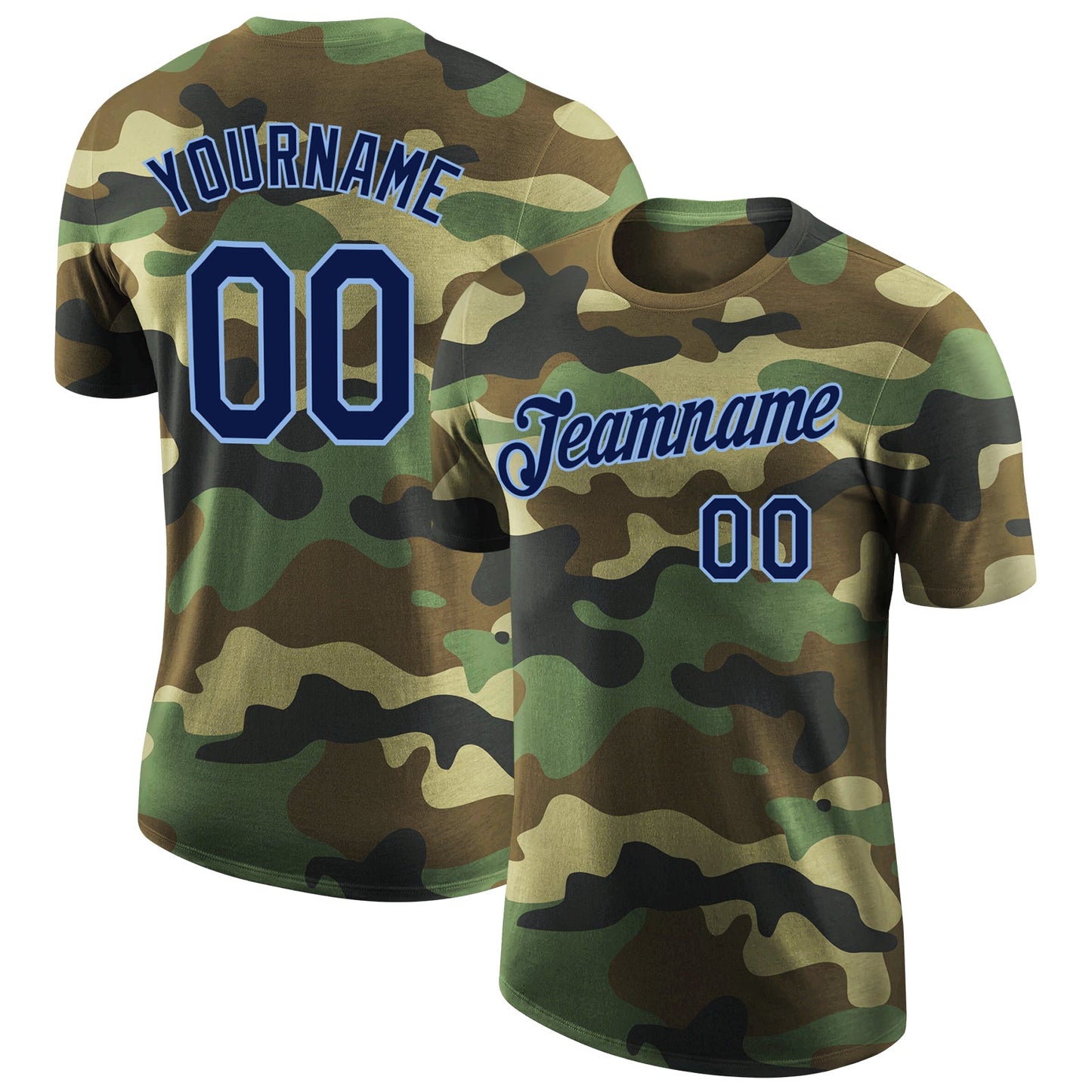 Custom Camo Navy-Light Blue Performance Salute To Service T-Shirt - Main View