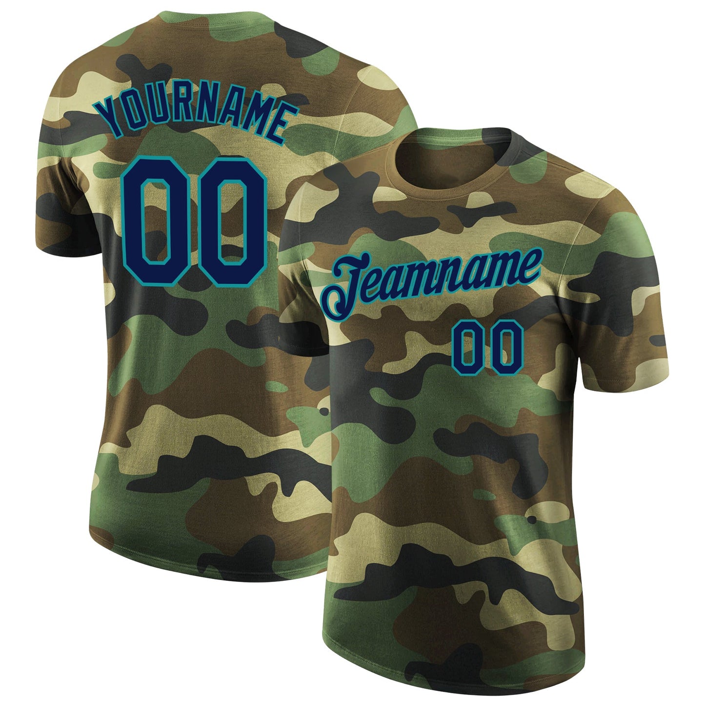 Custom Camo Navy-Teal Performance Salute To Service T-Shirt - Main View