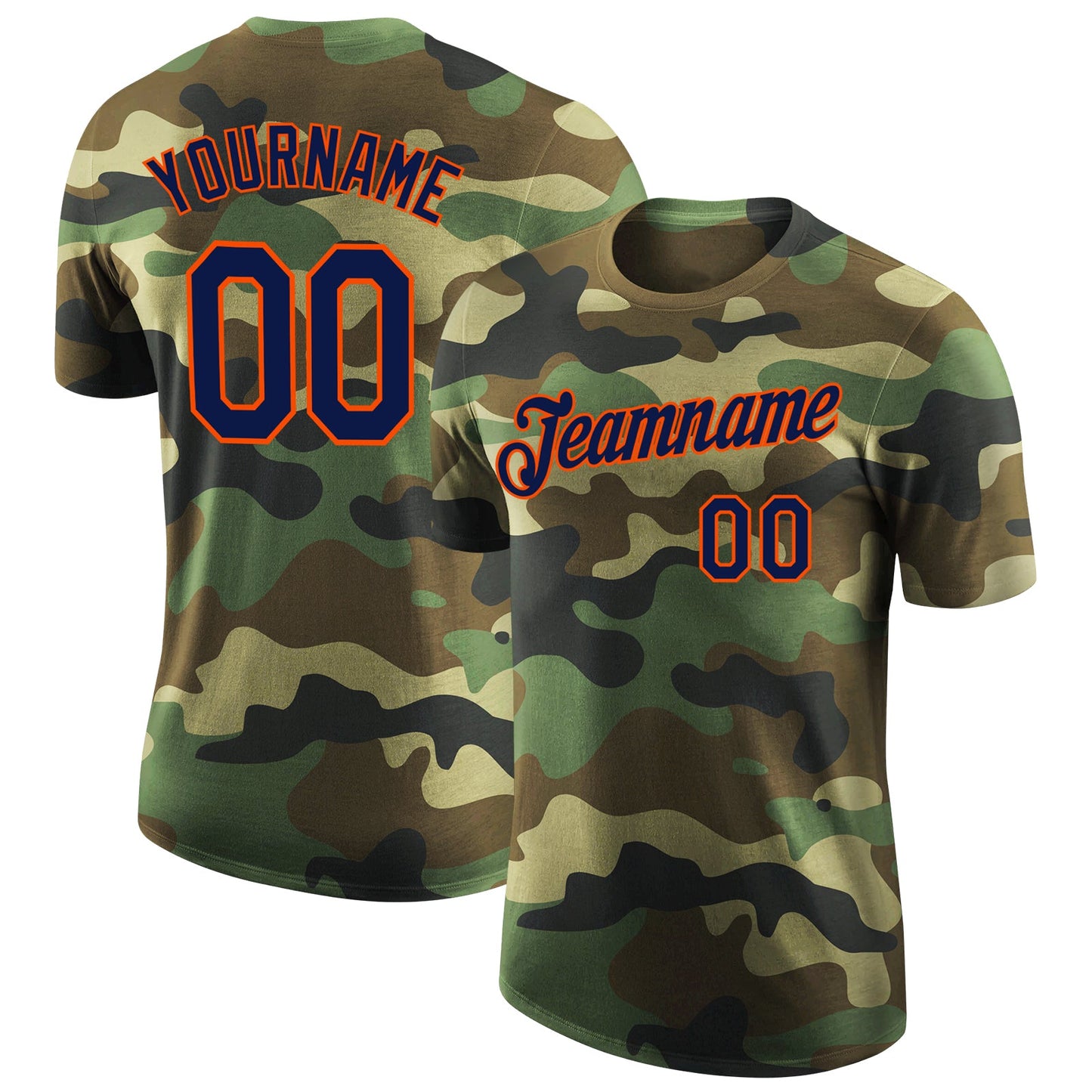 Custom Camo Navy-Orange Performance Salute To Service T-Shirt - Main View