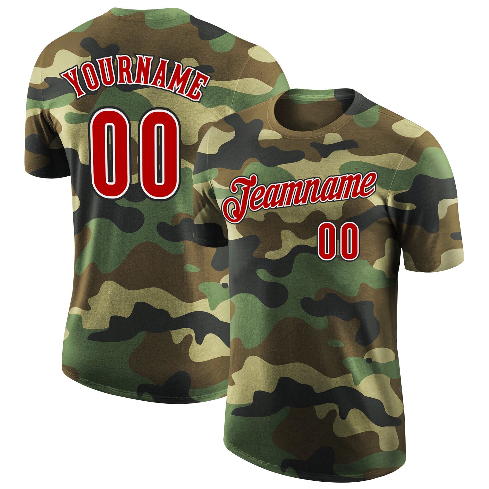 Custom Camo Red-Black Performance Salute To Service T-Shirt - Main View