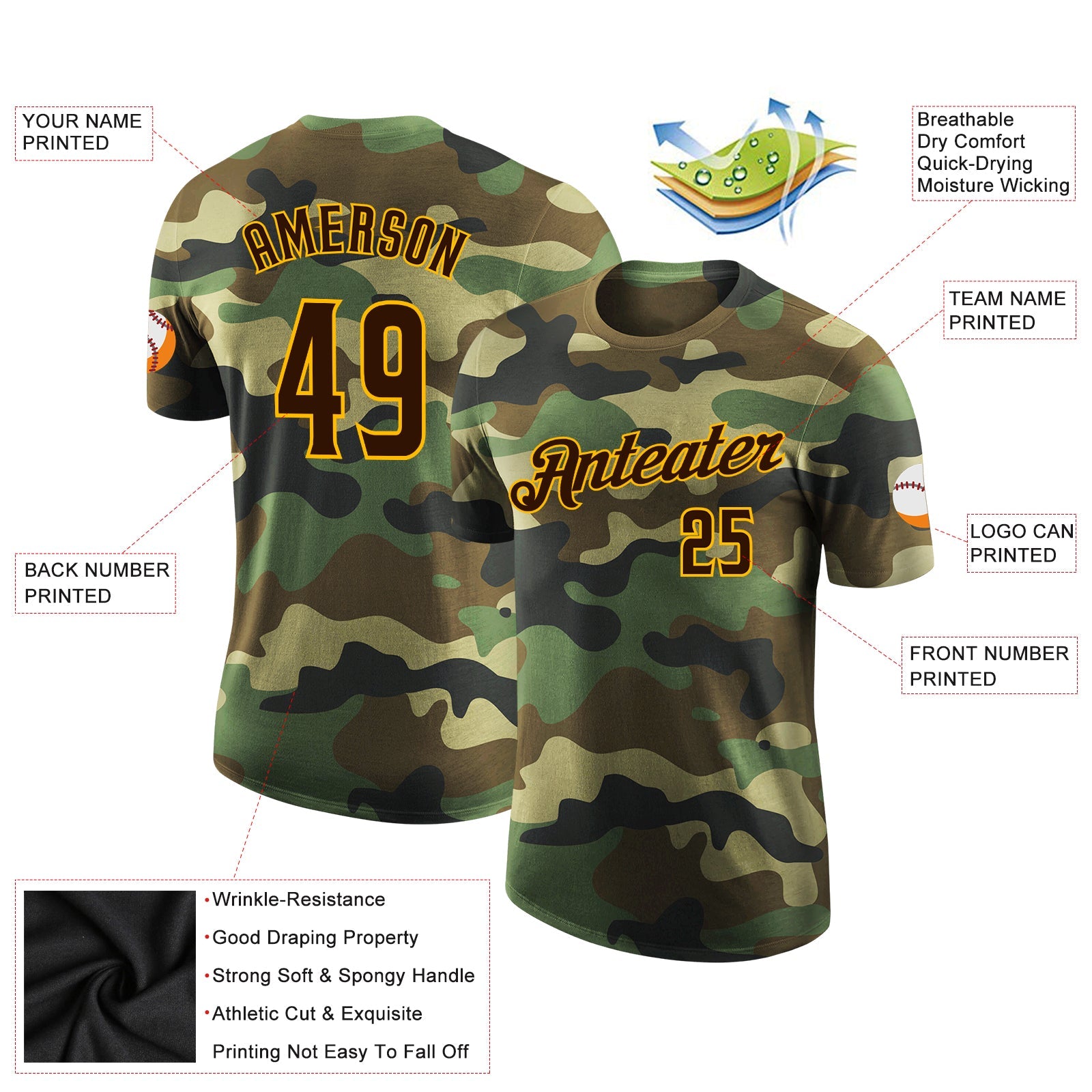 Custom Camo Brown-Gold Performance Salute To Service T-Shirt view 2