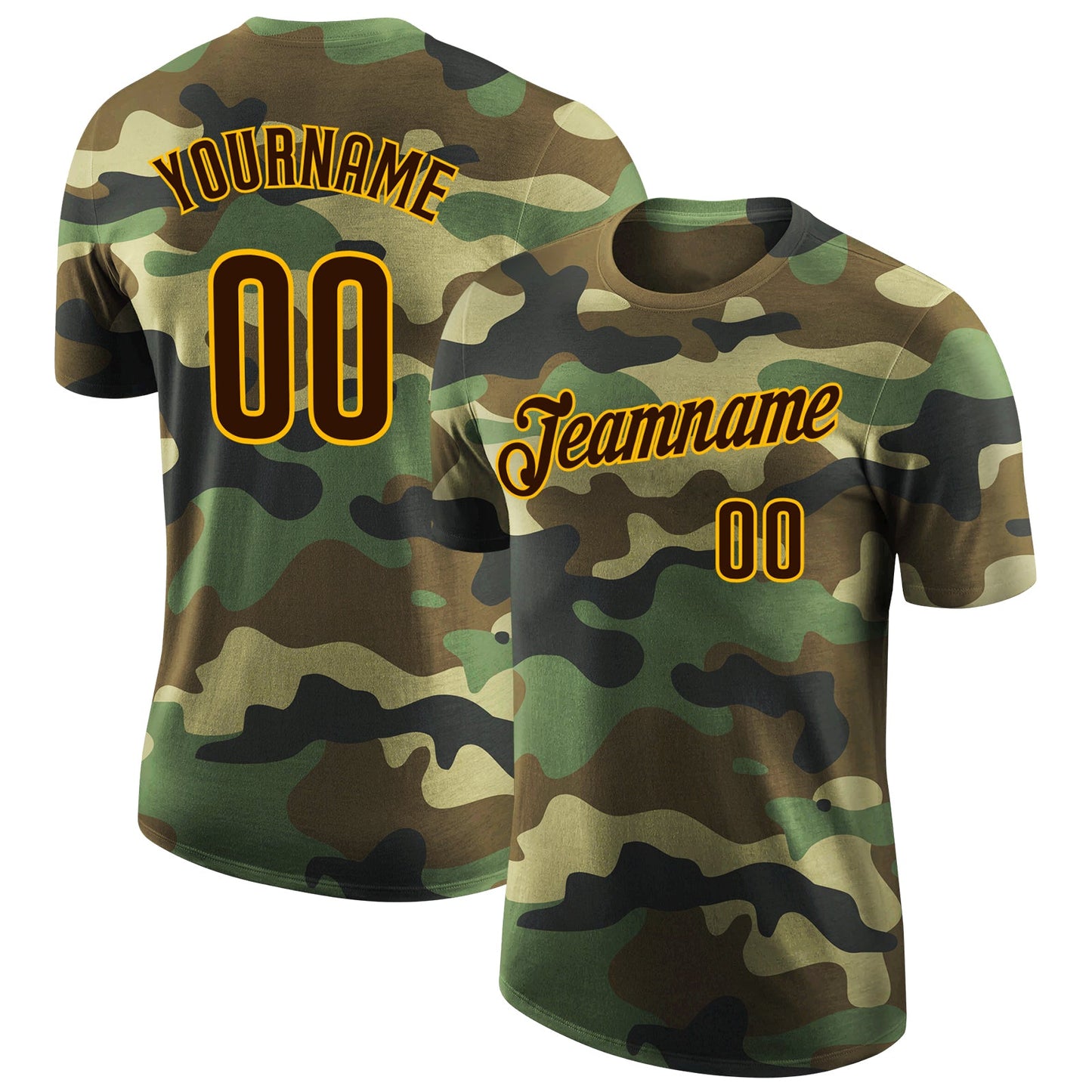 Custom Camo Brown-Gold Performance Salute To Service T-Shirt - Main View