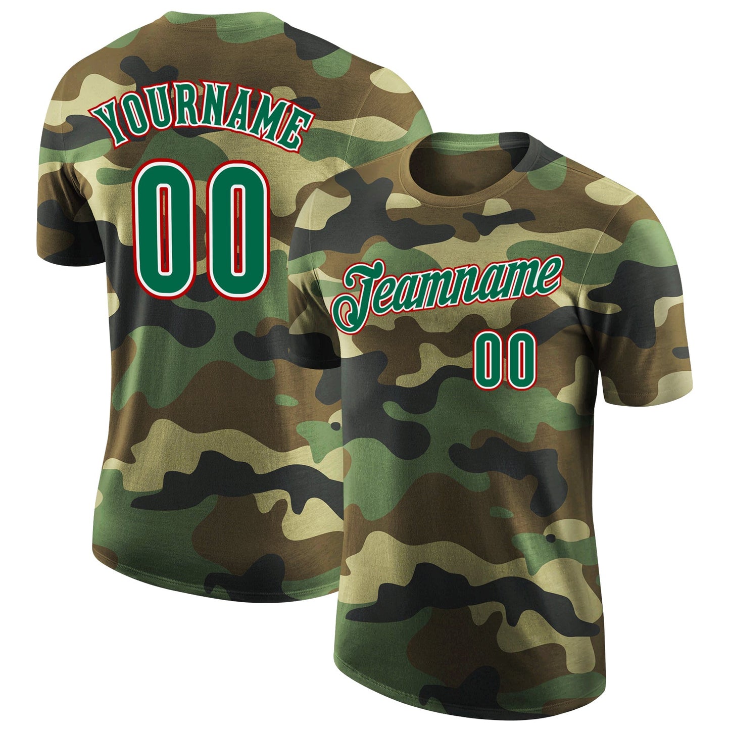 Custom Camo Kelly Green-Red Performance Salute To Service T-Shirt - Main View