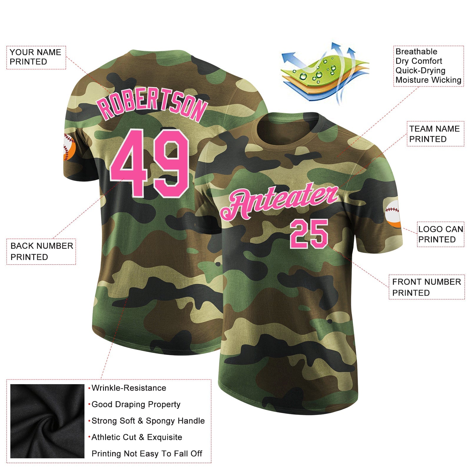 Custom Camo Pink-White Performance Salute To Service T-Shirt view 2