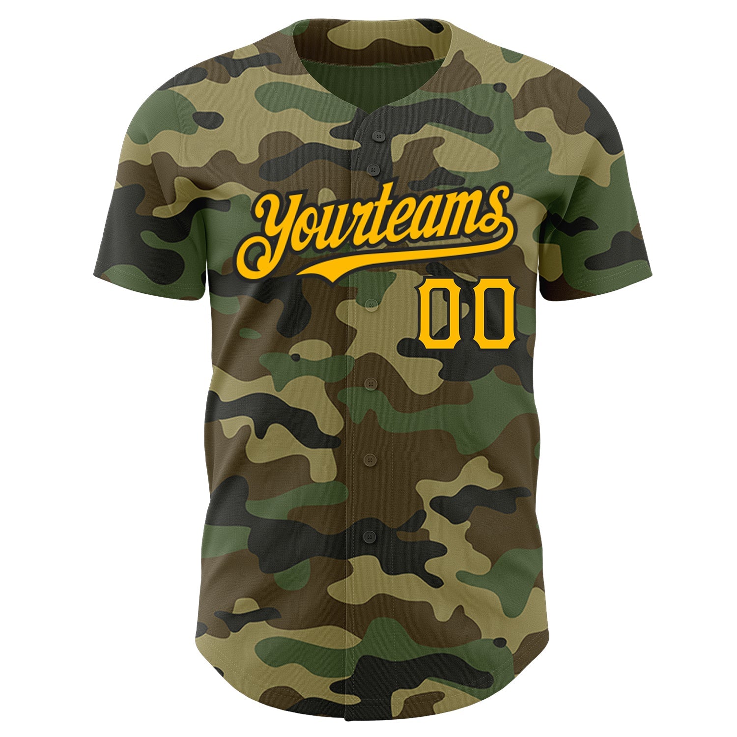 Custom Camo Gold-Black Authentic Salute To Service Baseball Jersey view 2