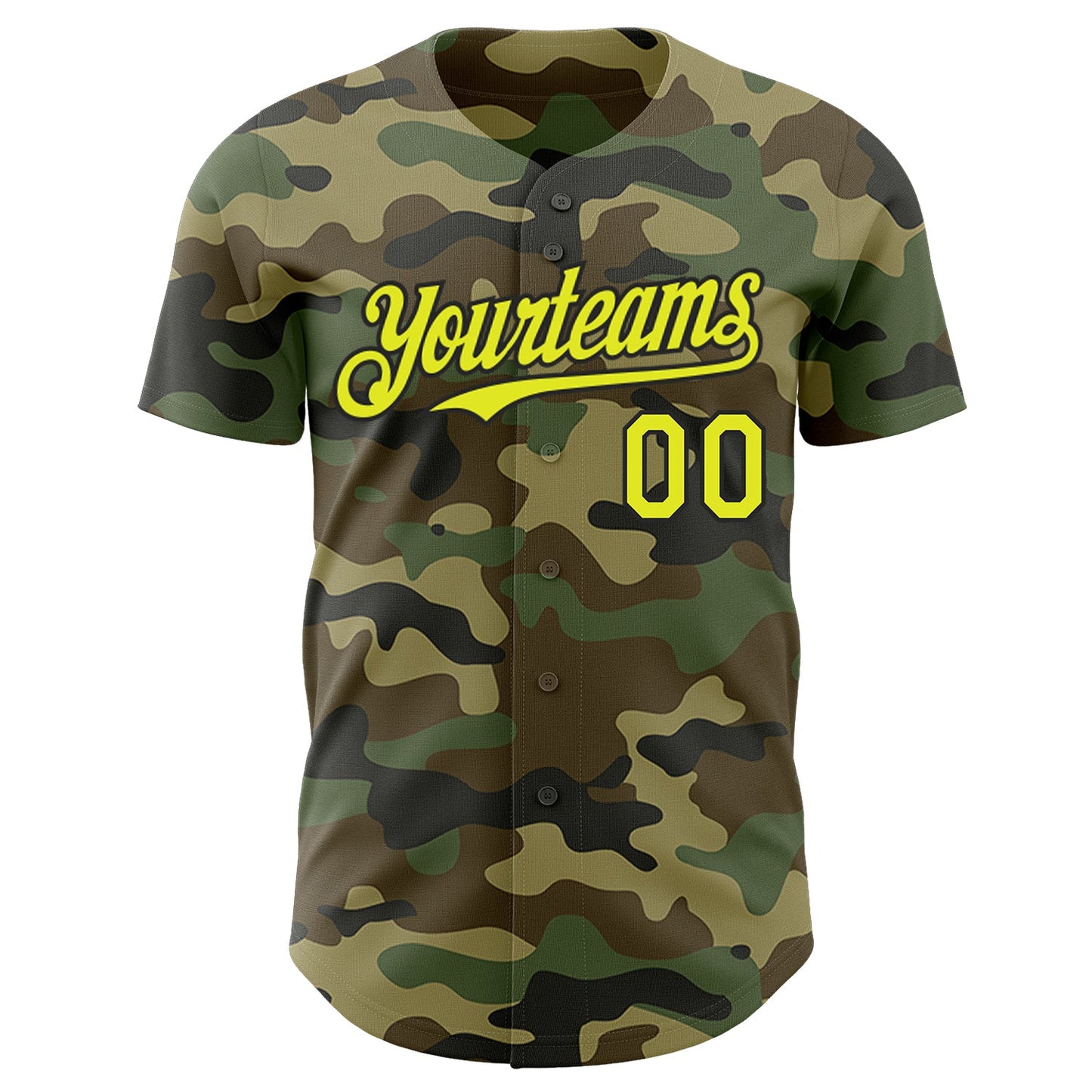 Custom Camo Neon Yellow-Black Authentic Salute To Service Baseball Jersey view 2