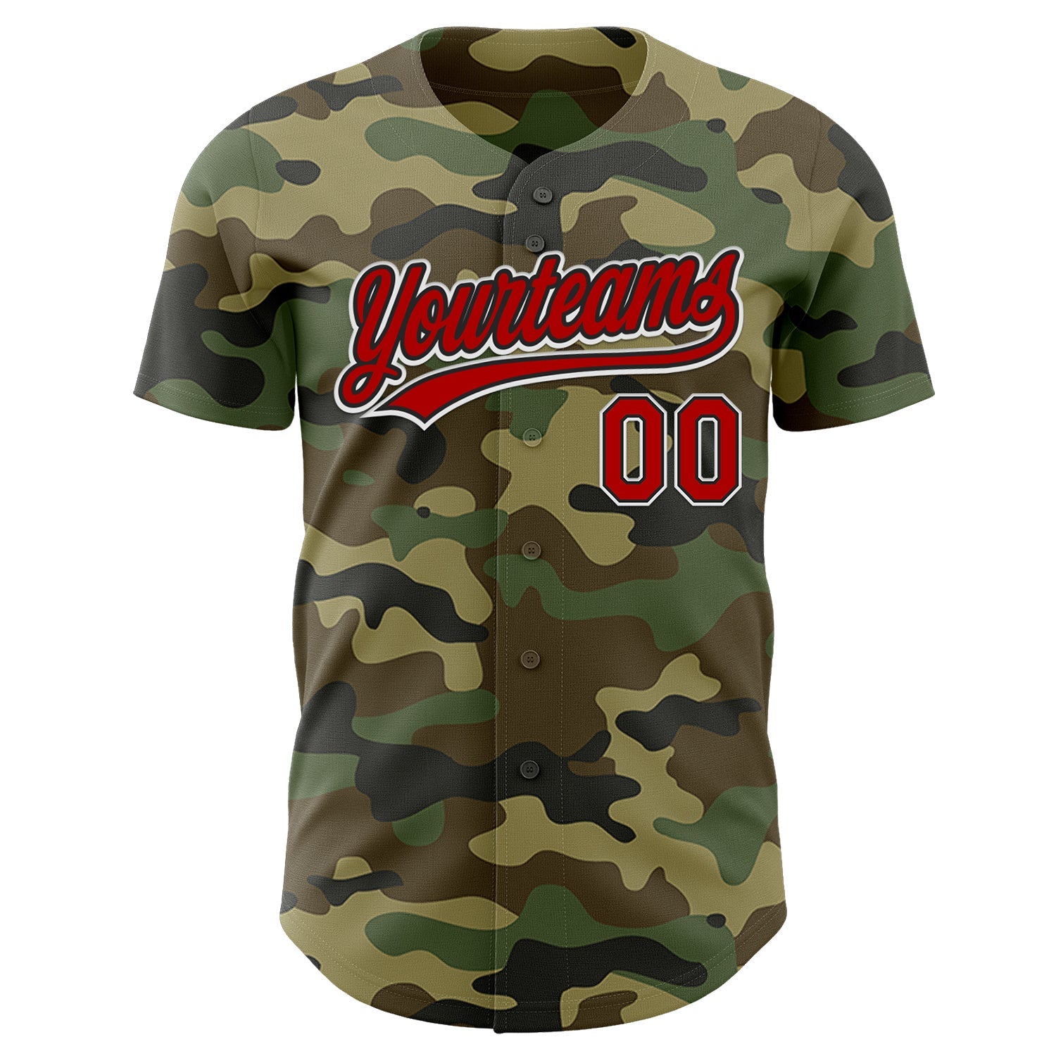 Custom Camo Red-Black Authentic Salute To Service Baseball Jersey view 2