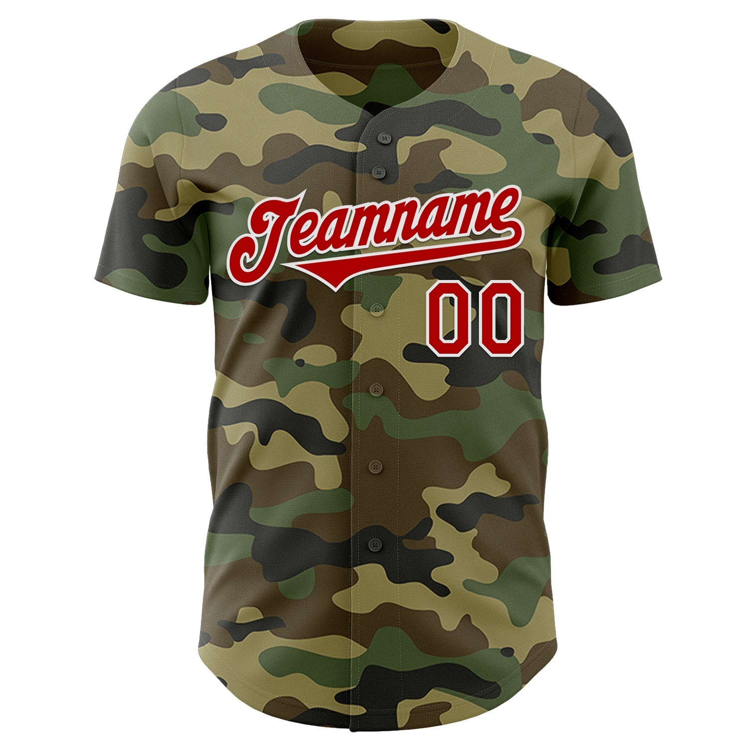Custom Camo Red-White Authentic Salute To Service Baseball Jersey view 2